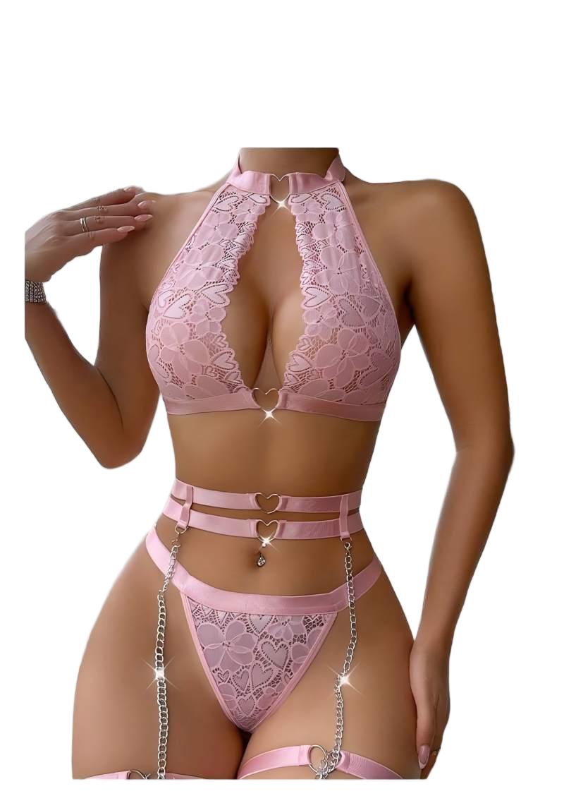 Woman Accessory - Seksowny Komplet Bielizny Koronkowej Push Up