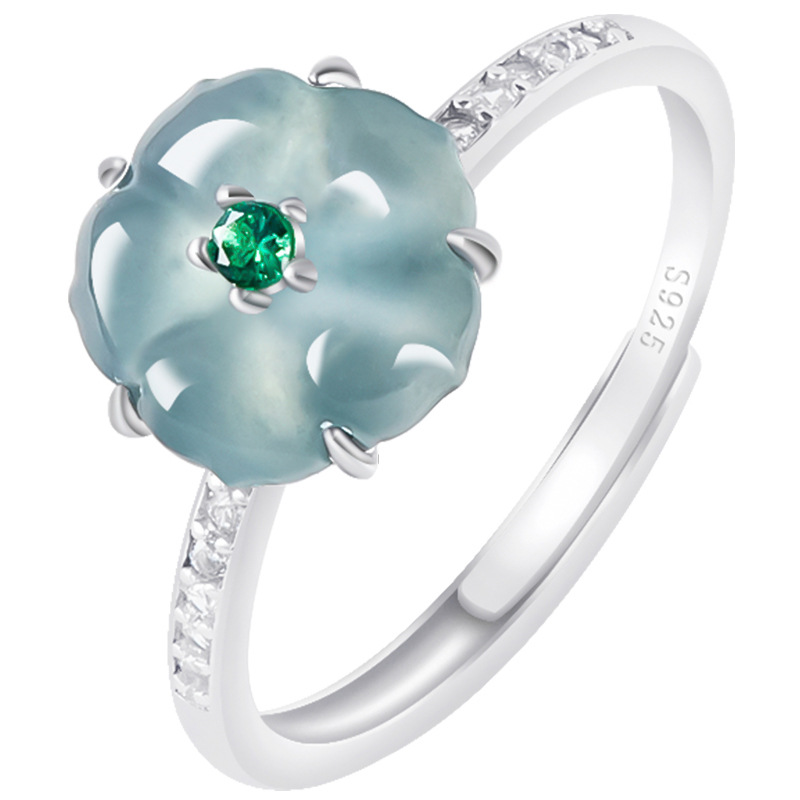 Woman Accessory - Niebieskie pierścionki z jadeitem birmańskim w