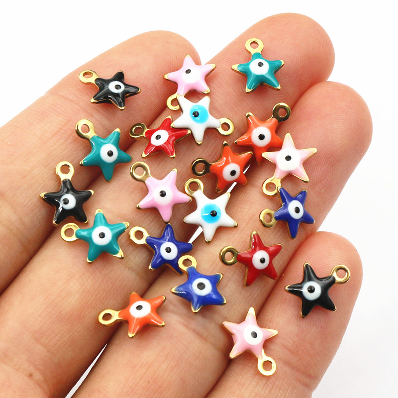 Evil Eye Bracelet - 20 szt. 10x8.5mm emaliowane Evil Eyes
