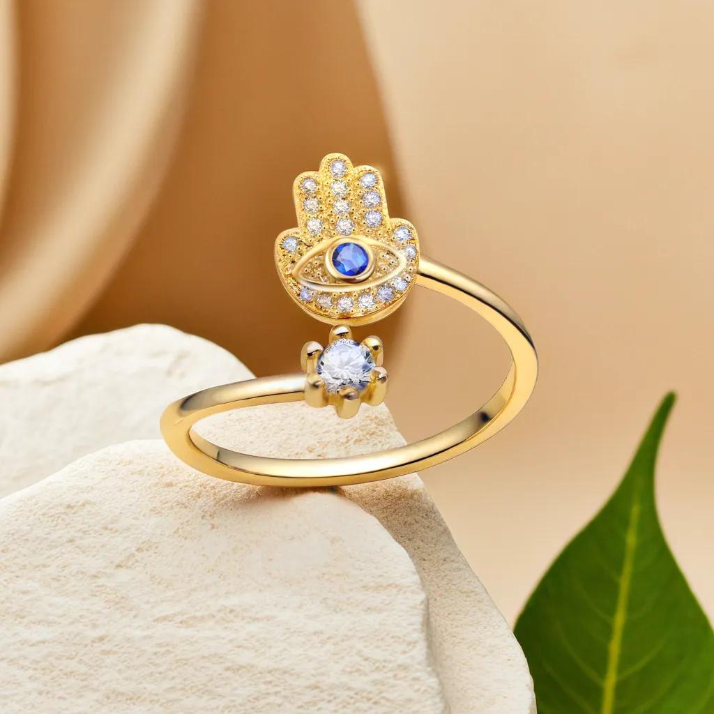 Evil Eye Bracelet - YILUOCD Hamsa ręcznie regulowane pierścionki turecki