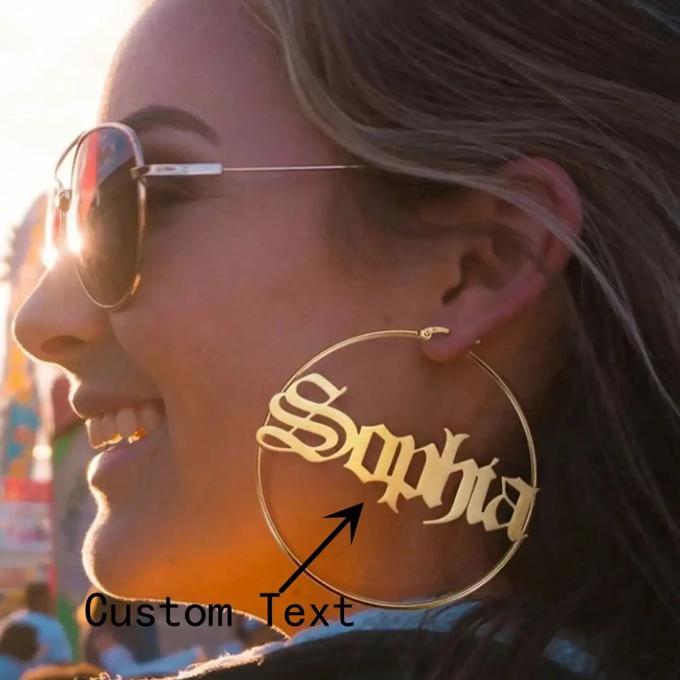 Women Accessories Name In English - Niestandardowe kolczyki koła ze starej angielskiej