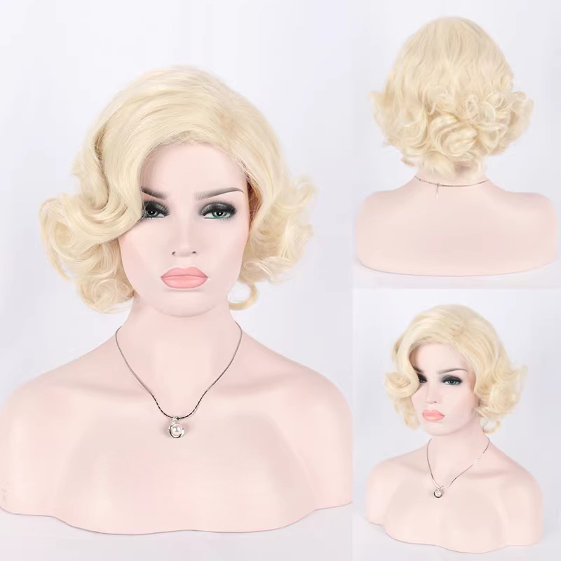 Women'S Accessories In The 60S - Syntetyczna Krótka Kręcona Peruka Blond Mieszana