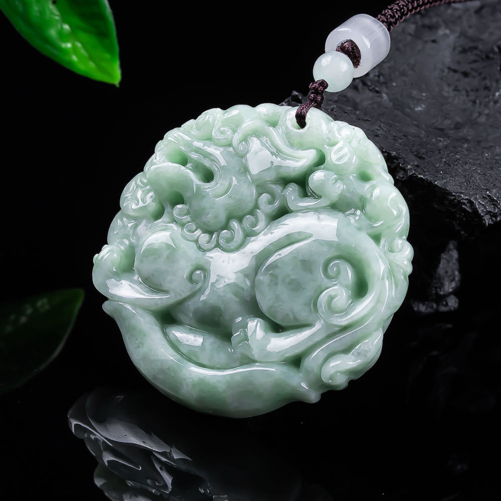 Woman Accessory - Naturalny jadeit z Mianmaru, wisiorek Pixiu,