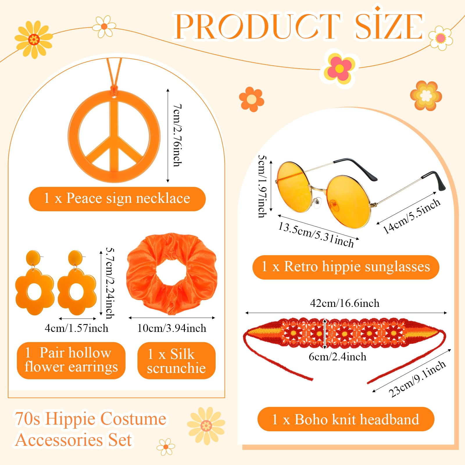 5 szt. Akcesoria Hippie z lat  – Women'S Accessories In The 60S recenzja i cena