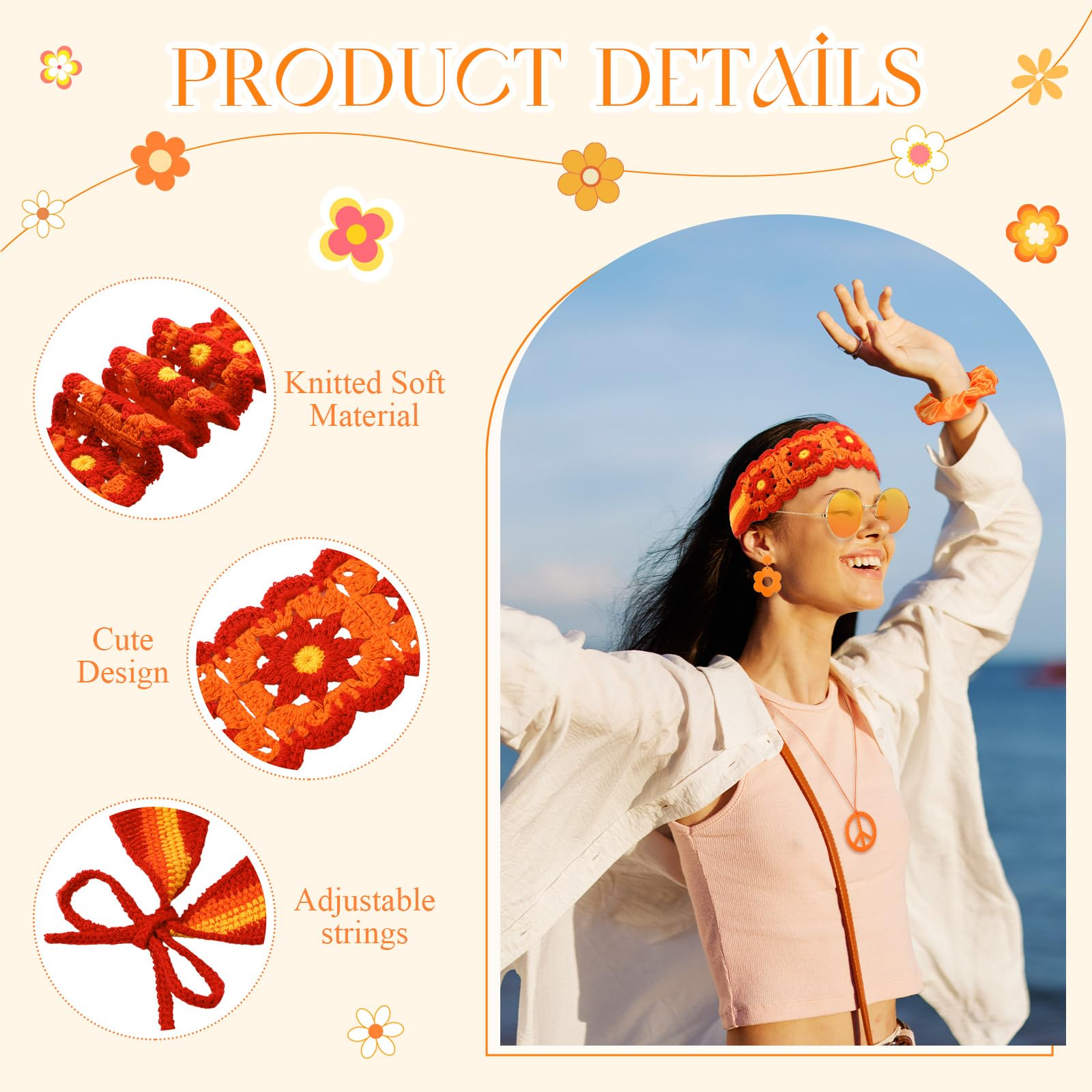 5 szt. Akcesoria Hippie z lat  – Women'S Accessories In The 60S recenzja i cena