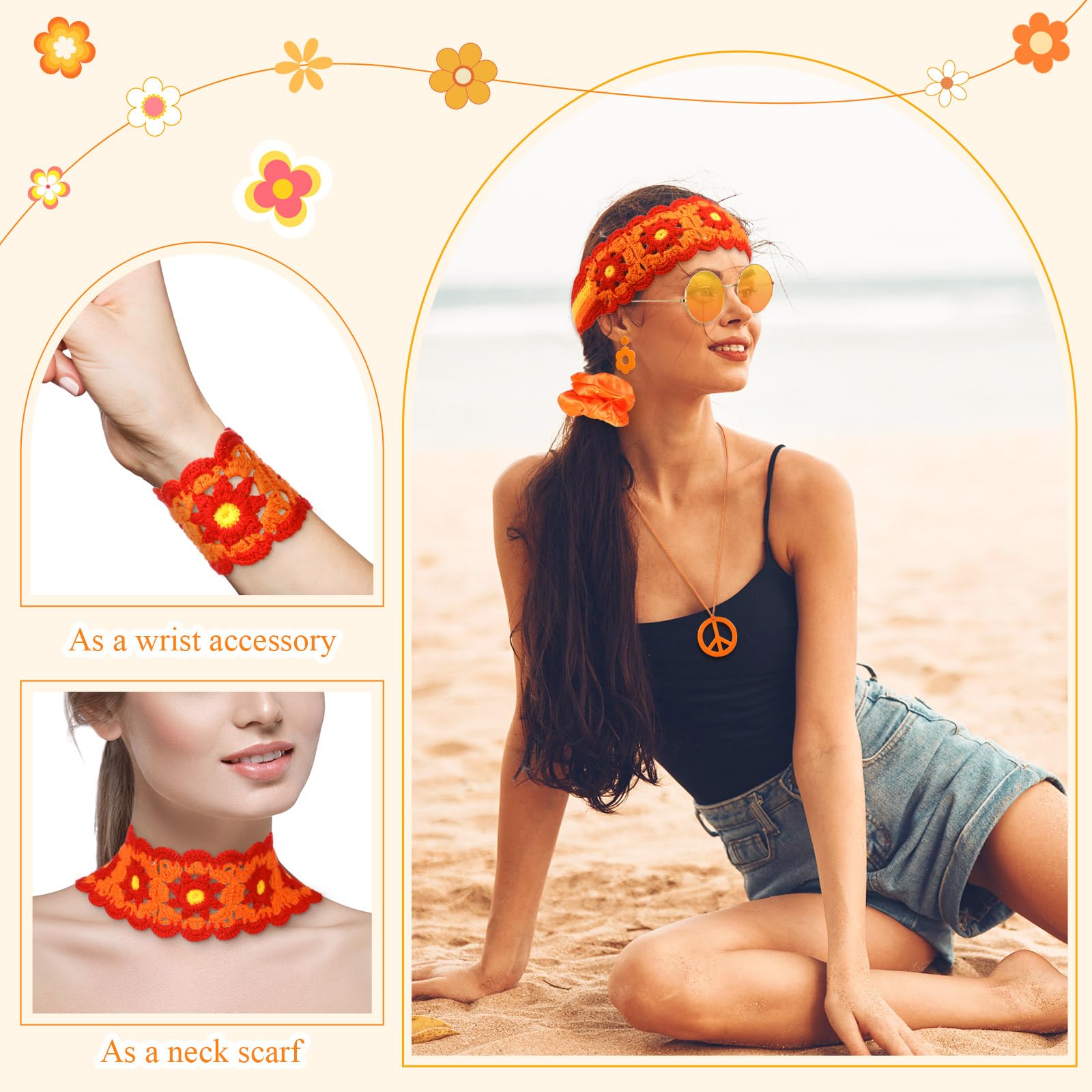 5 szt. Akcesoria Hippie z lat  – Women'S Accessories In The 60S recenzja i cena