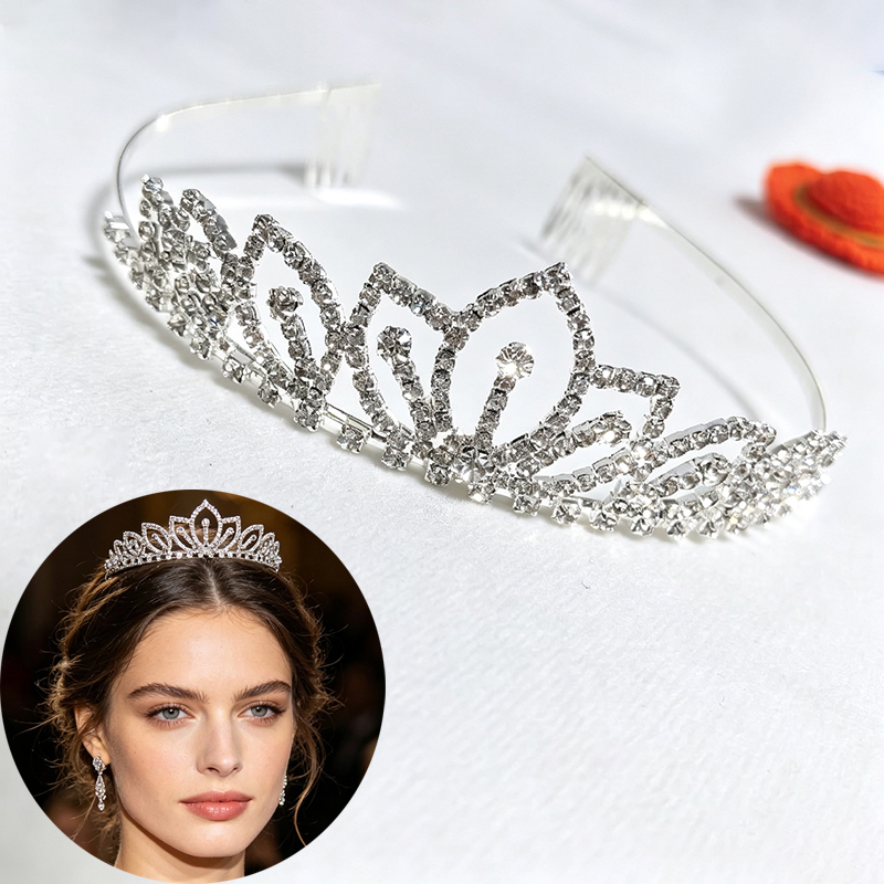 Srebrna Korona z Błyszczącymi  – Women'S Hair Accessories Wedding recenzja i cena