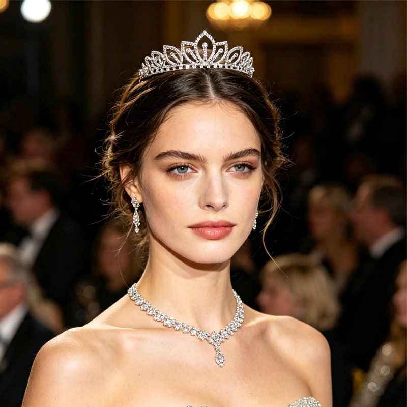 Srebrna Korona z Błyszczącymi  – Women'S Hair Accessories Wedding recenzja i cena