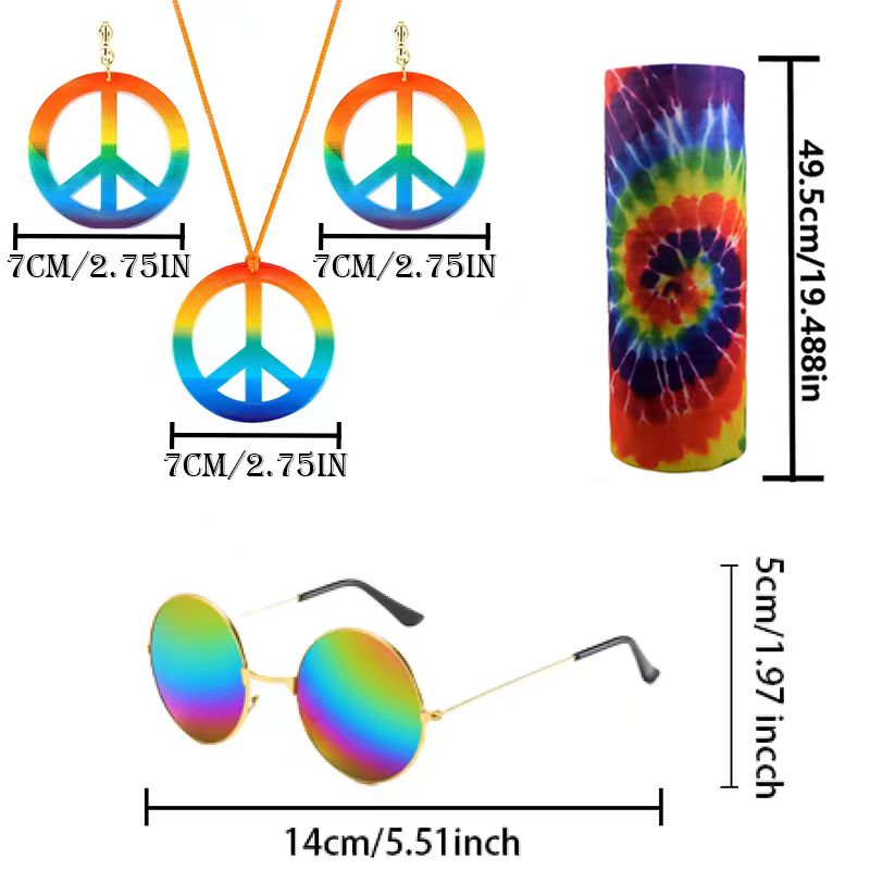 Zestaw kostiumu hippie PESENAR – Women'S Accessories In The 60S recenzja i cena